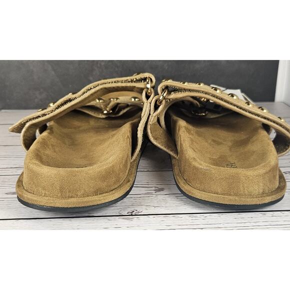 ZARA Studded Criss Cross Sandals Gold Tan Size 6 US New With Tags NWOT Womens - Picture 3 of 7